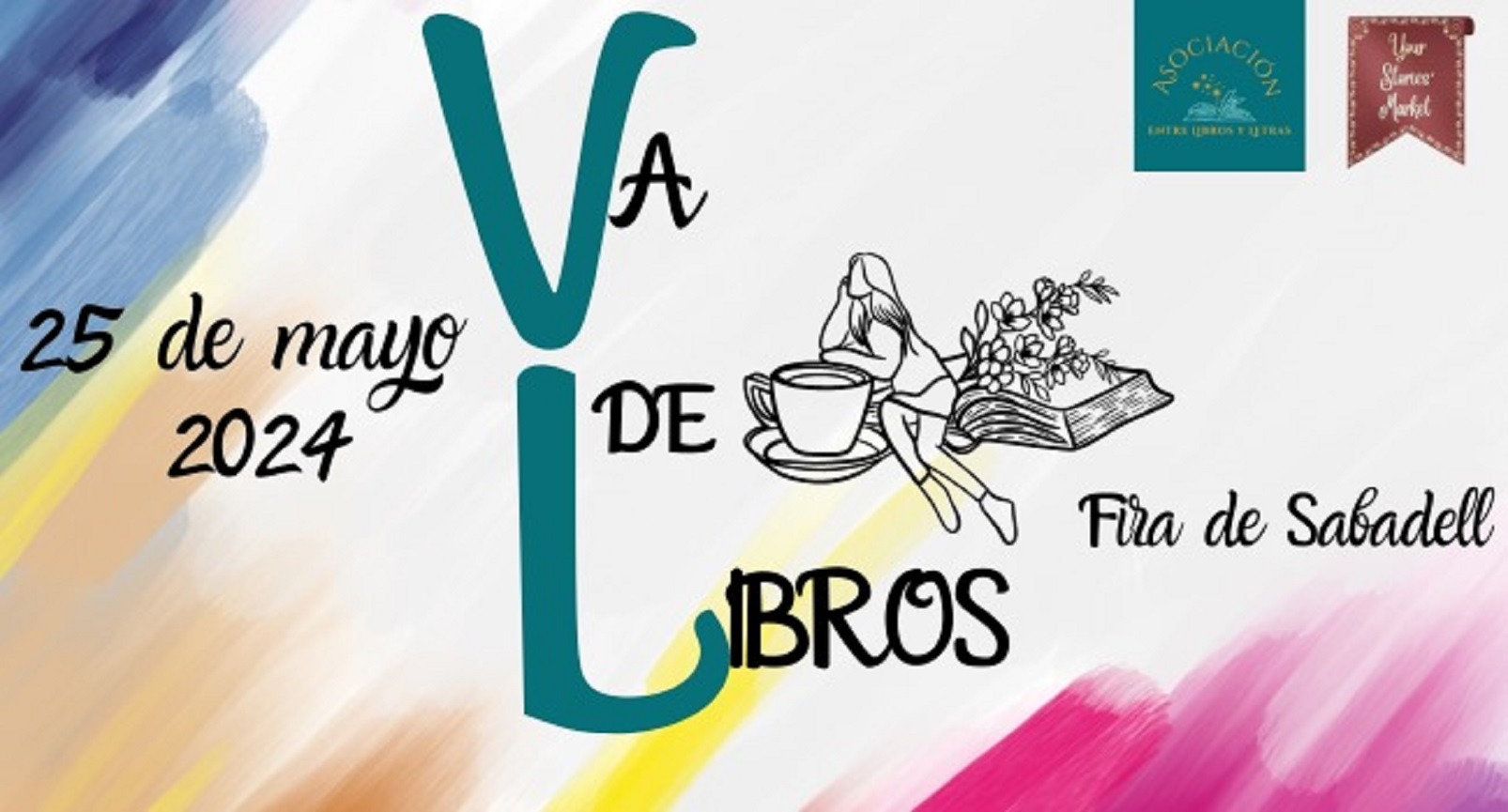 Cartell de la Feria Va de Libros amb la data i el lloc on es fa la fira.